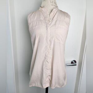 Pink Buttonup Sleeveless Blouse Halogen